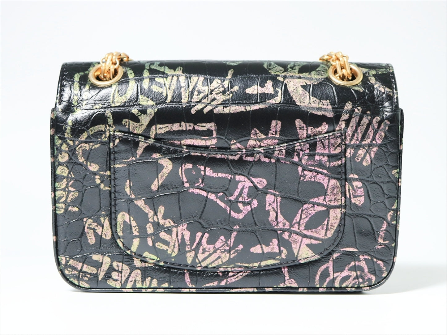 CHANEL 2.55 Graffiti Croco Embossed Multicolor Chain Shoulder Bag Bag with Seal Card 28th Series Shoulder Bag