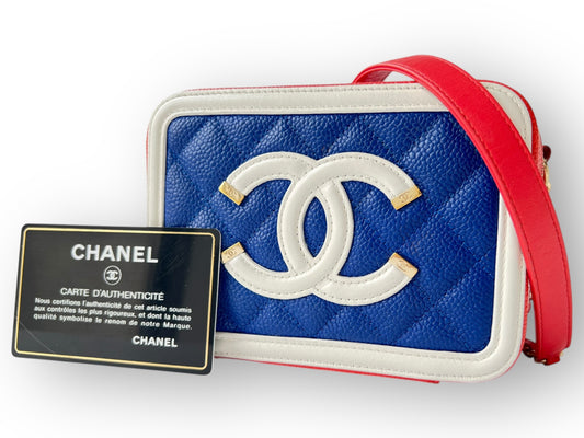 CHANEL CC Filigree Caviar Skin Matlasse Chain Shoulder Bag Multicolor Shoulder Bag