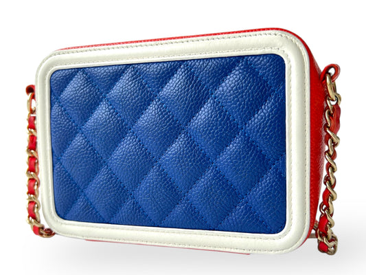 CHANEL CC Filigree Caviar Skin Matlasse Chain Shoulder Bag Multicolor Shoulder Bag