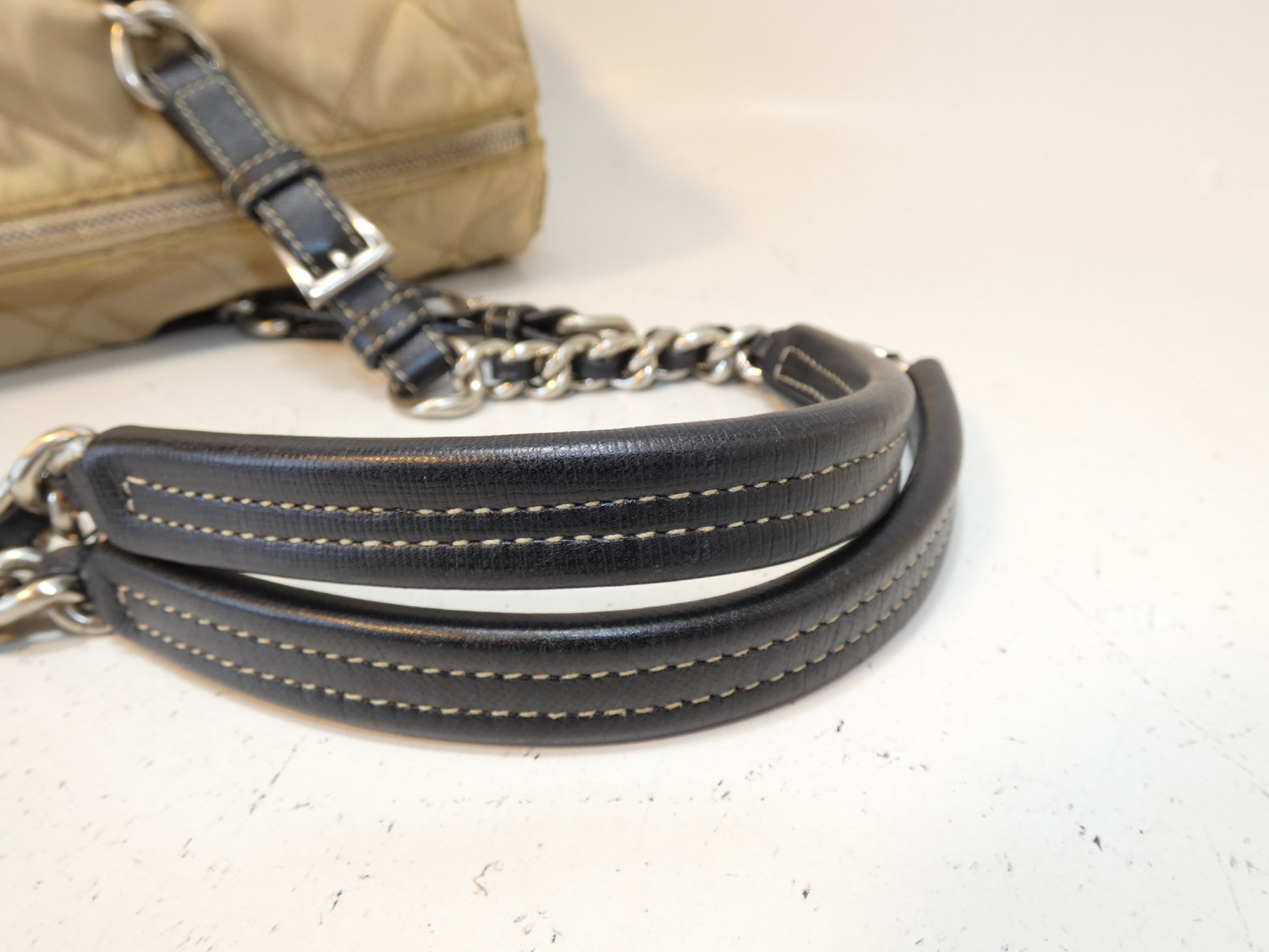 PRADA Quilted Nylon Saffiano Chain Shoulder Bag