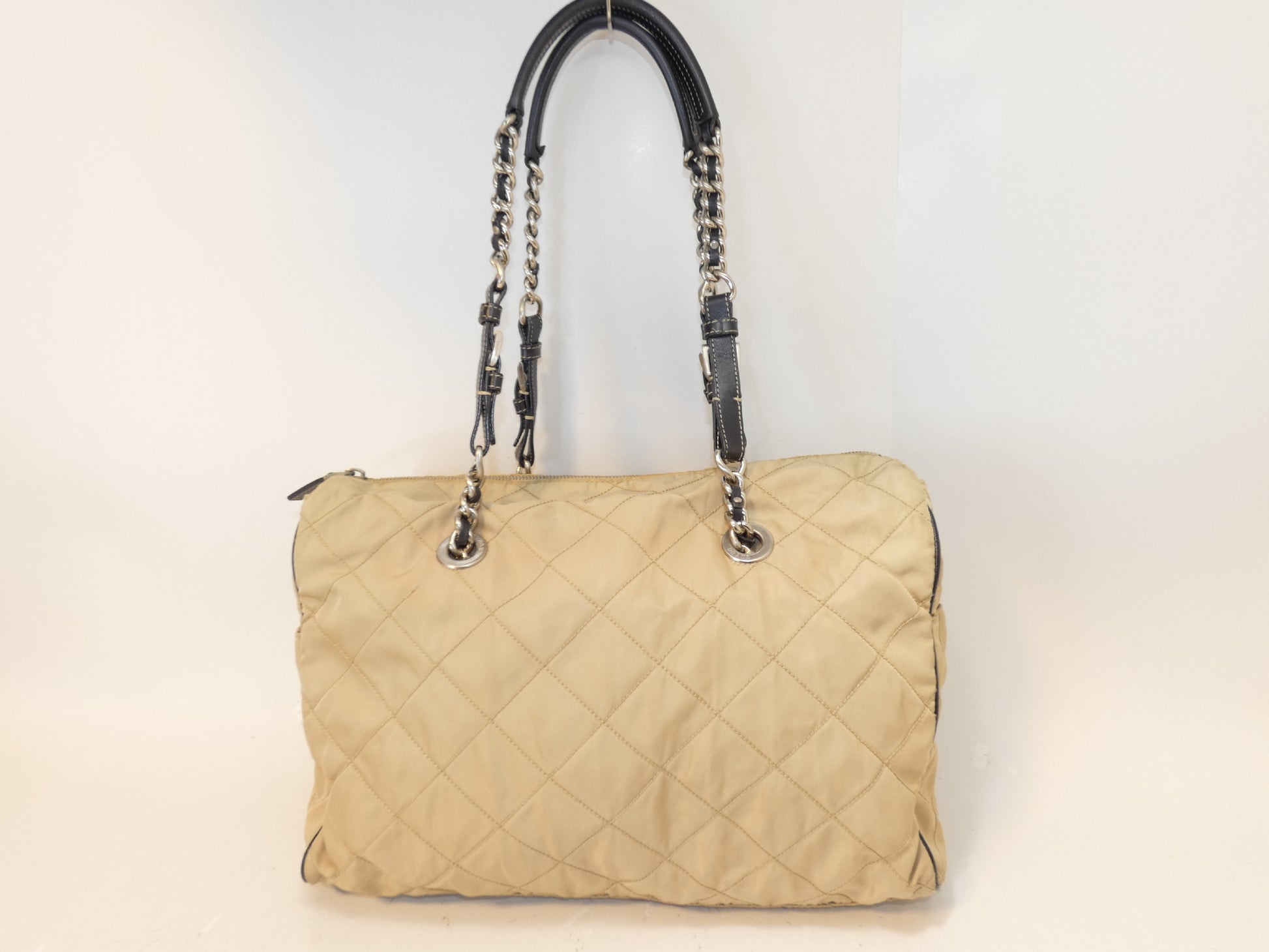 PRADA Quilted Nylon Saffiano Chain Shoulder Bag