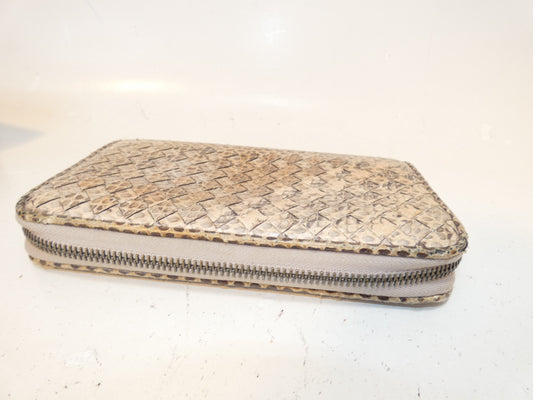 BOTTEGA VENETA Python Intrecciato Round Zip Long Wallet
