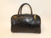 Yves Saint Laurent Embossed Logo Black Leather Hand Boston Bag