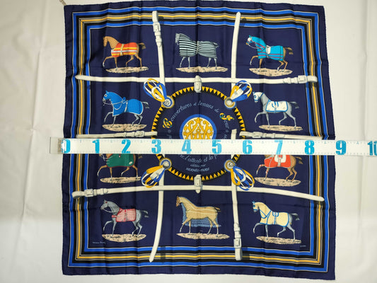 HERMES Carre Hermes Scarf Blue Scarf