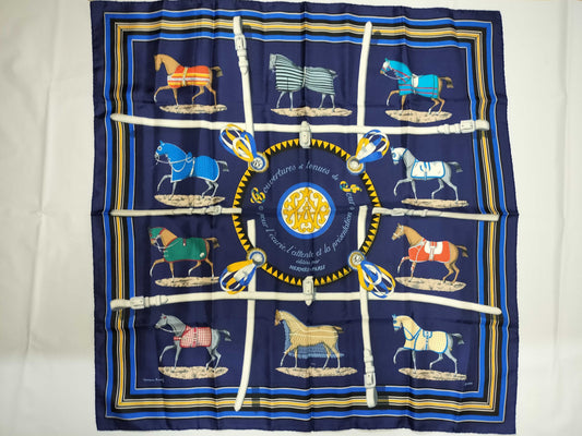 HERMES Carre Hermes Scarf Blue Scarf