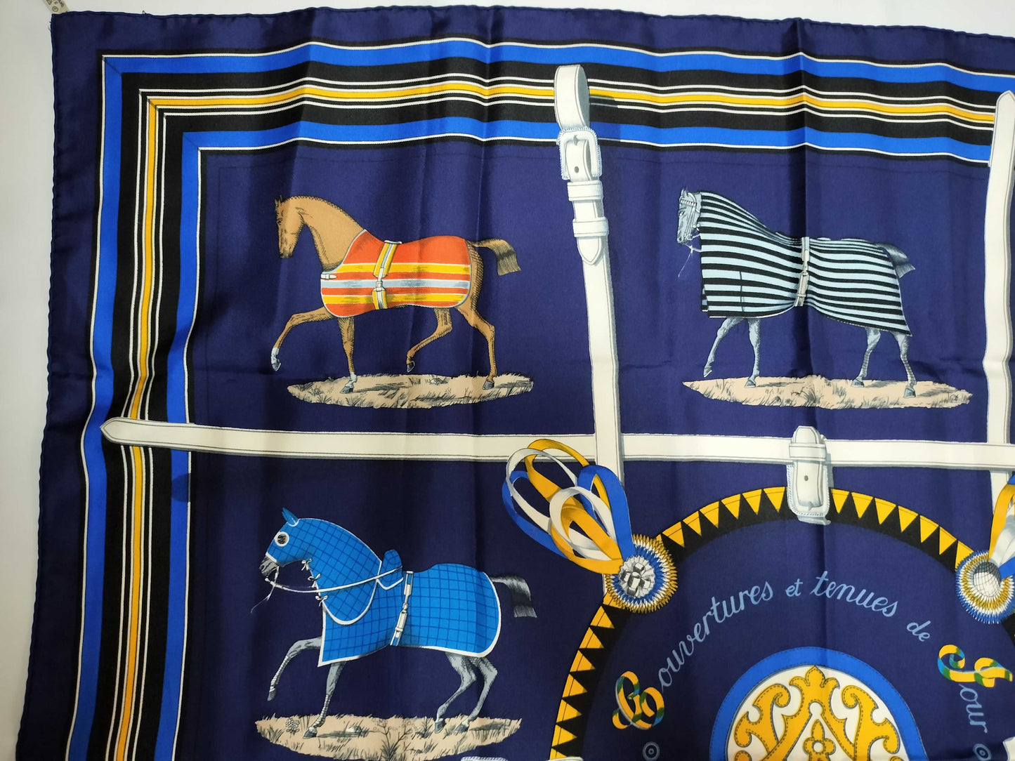 HERMES Carre Hermes Scarf Blue Scarf
