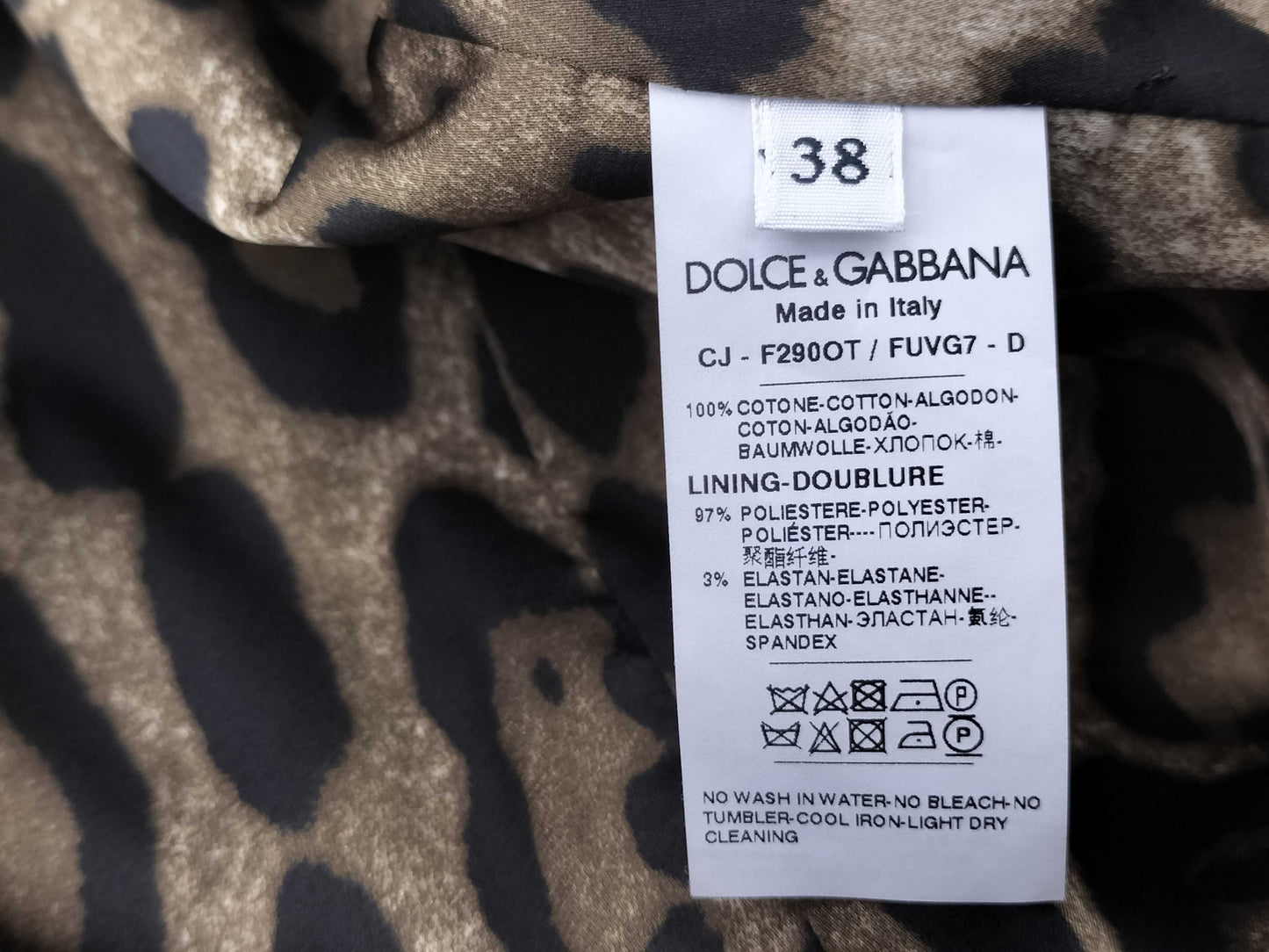 D&G Jacket Leopard Velour Fabric Jacket