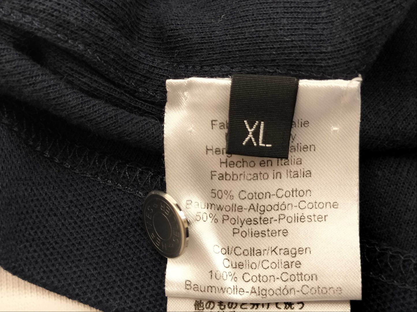 HERMES Polo Shirt Navy Orange Top