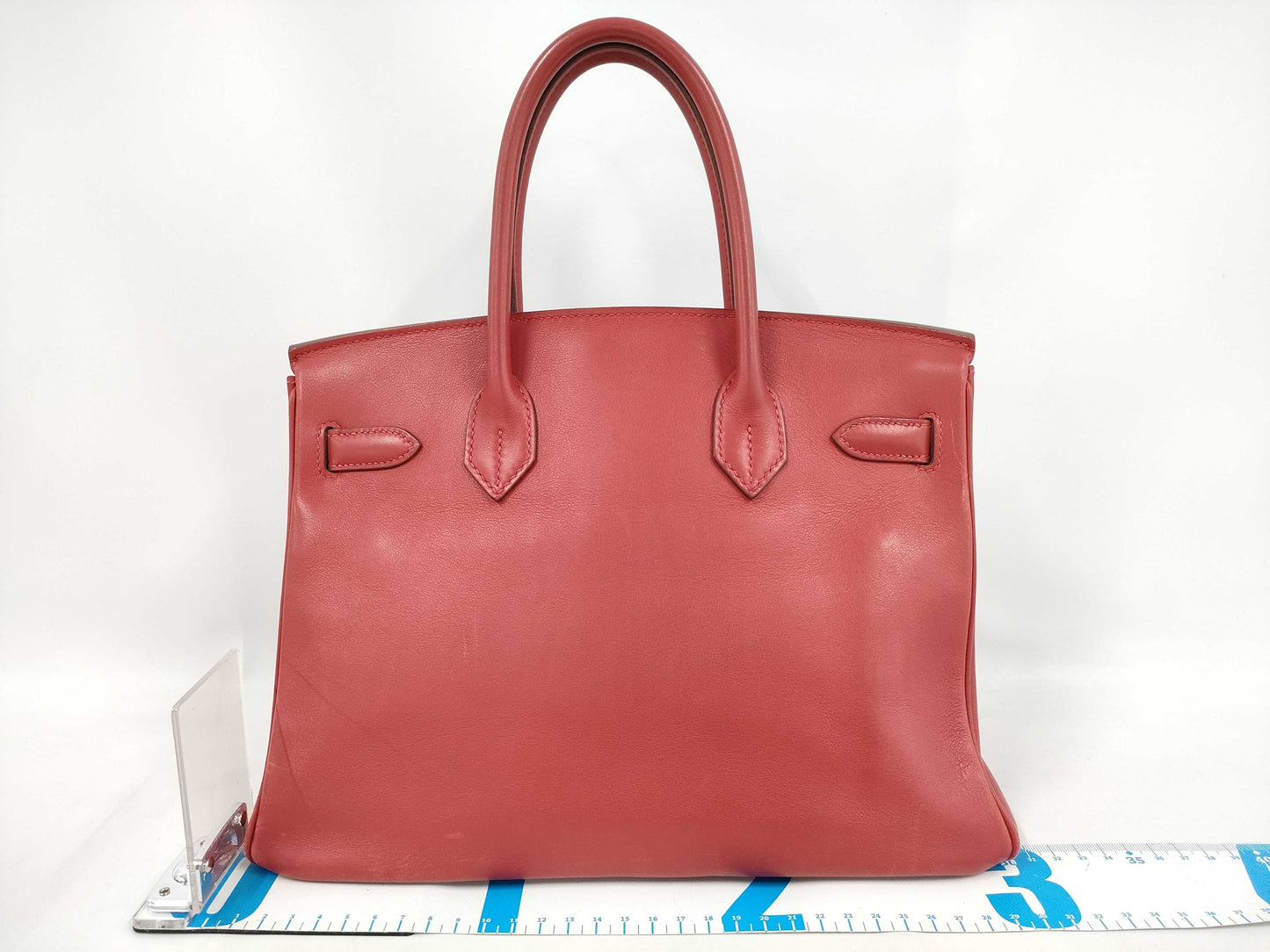 HERMES Birkin 30 Handbag in Rouge Garance Leather, Swift Leather, with J Stamp