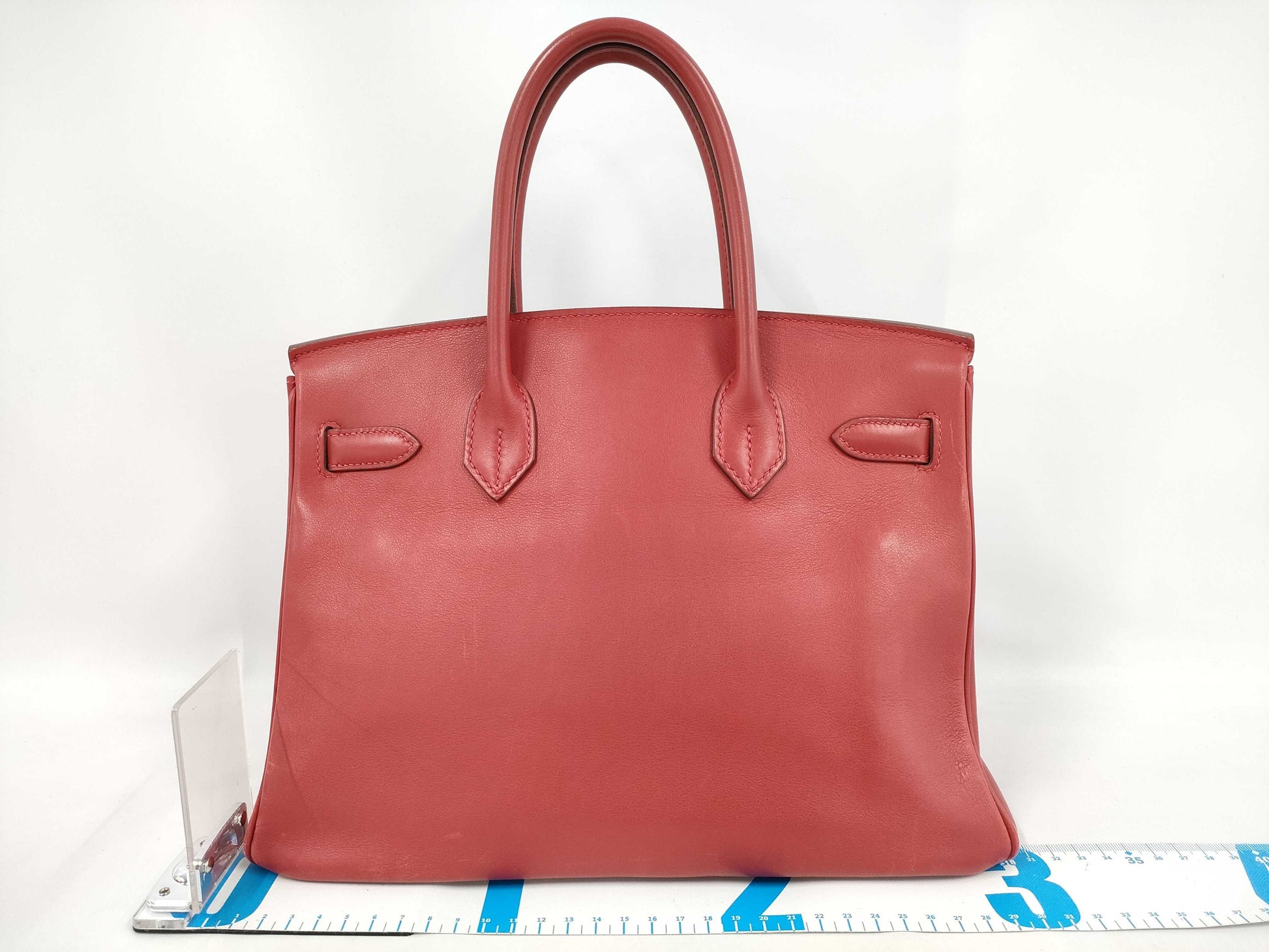 HERMES Birkin 30 Handbag in Rouge Garance Leather, Swift Leather, with J Stamp