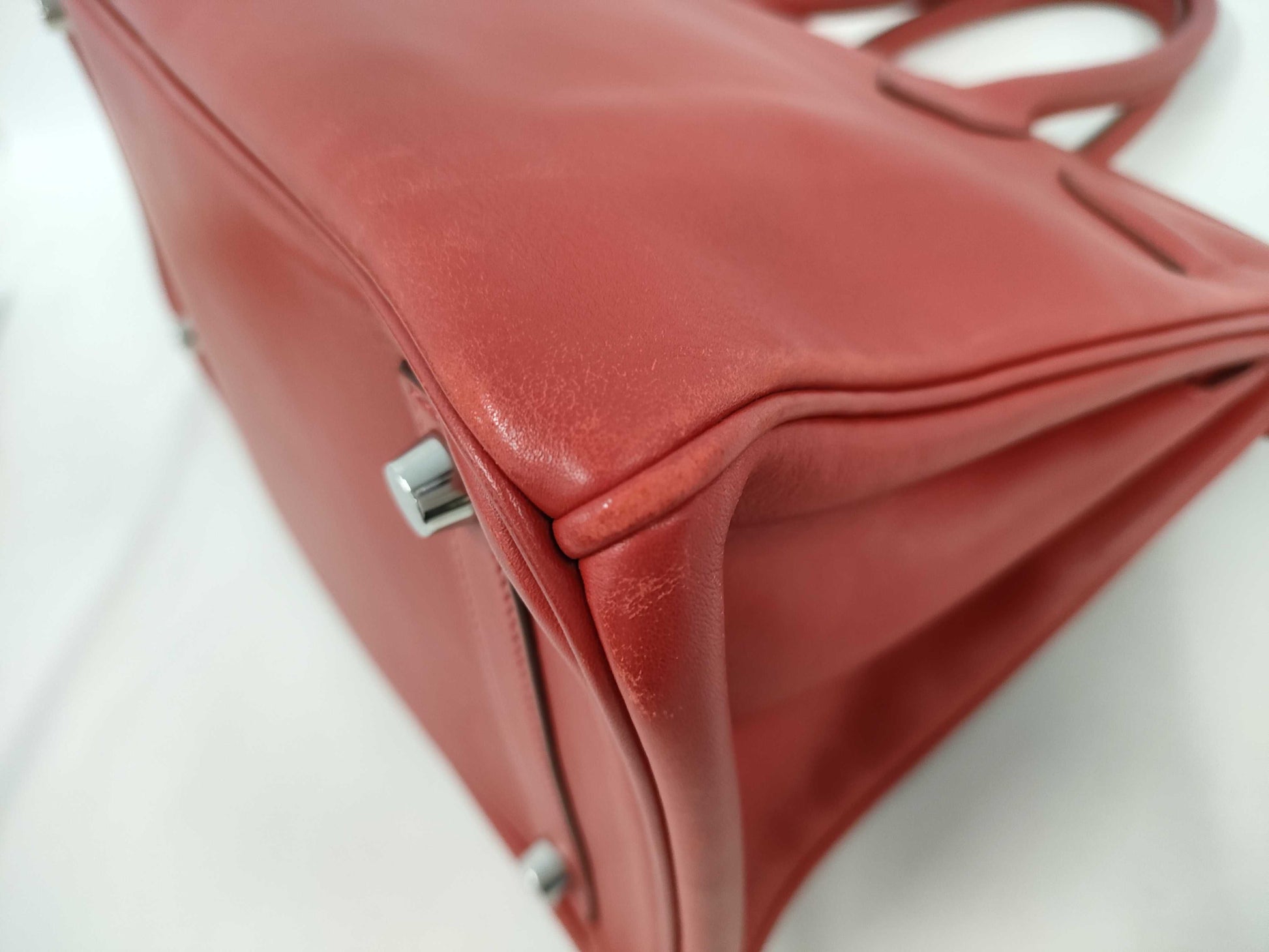 HERMES Birkin 30 Handbag in Rouge Garance Leather, Swift Leather, with J Stamp