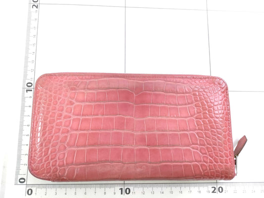 HERMES HERMES Azap Long Wallet, Pink, Matte Alligator Leather, N Stamp
