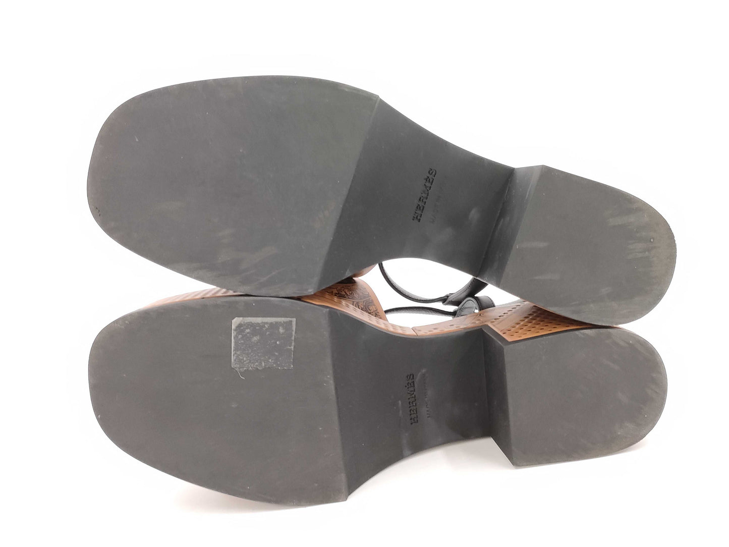 HERMES HERMES Sandals Cervera 35 Natural x Black Vaux Amp Prime 2025SS/Perforated/Breed de Gala Eyeliner Perforet Size 37.5 Sandals