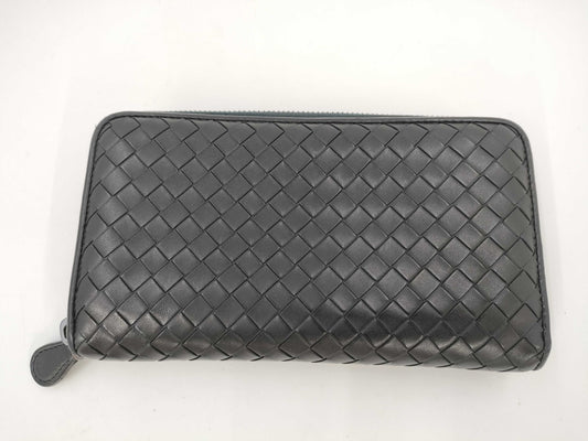 BOTTEGA VENETA Bottega Intrecciato Round Zip Long Wallet Black