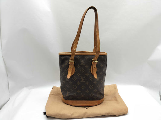 LOUIS VUITTON Monogram Bucket PM M42238 FL0041 Brown Tote Bag