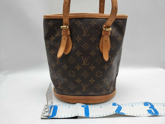 LOUIS VUITTON Monogram Bucket PM M42238 FL0041 Brown Tote Bag