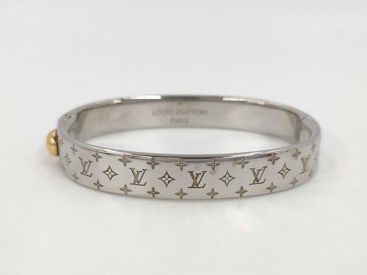 LOUIS VUITTON Vuitton M00249 Cuff Nanogram LE1126 Bangle Metal Silver Bracelet Bangle