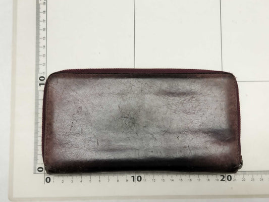 BALENCIAGA 253036 Leather Round Zip Wallet, Brown