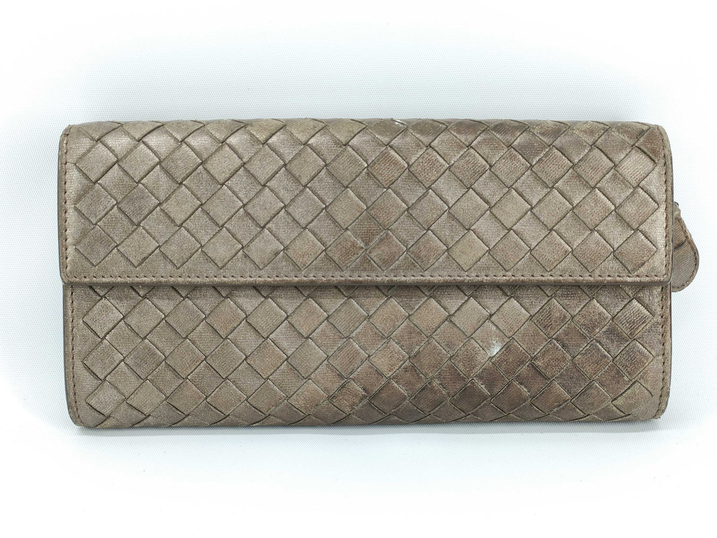 BOTTEGA VENETA Intrecciato Leather Wallet, Gray