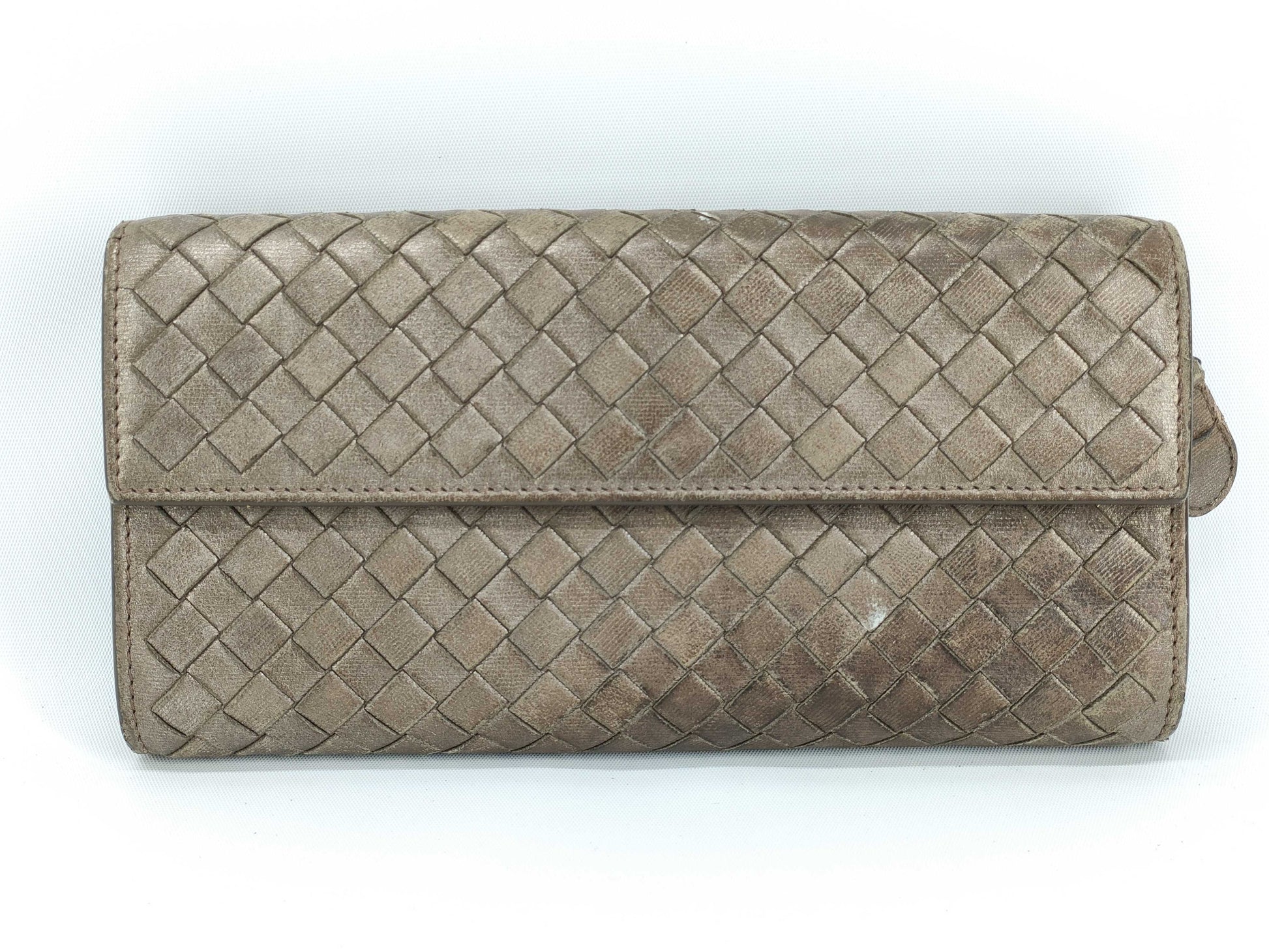BOTTEGA VENETA Intrecciato Leather Wallet, Gray