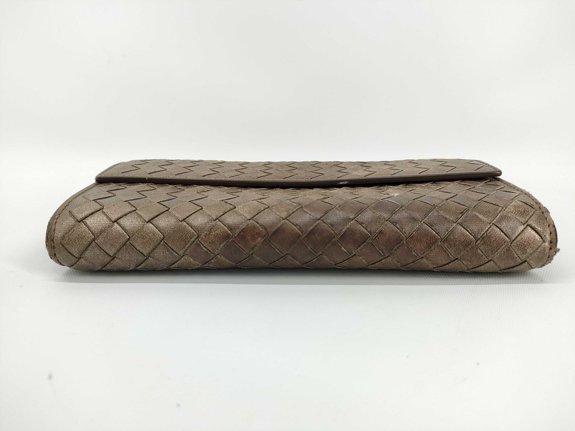 BOTTEGA VENETA Intrecciato Leather Wallet, Gray