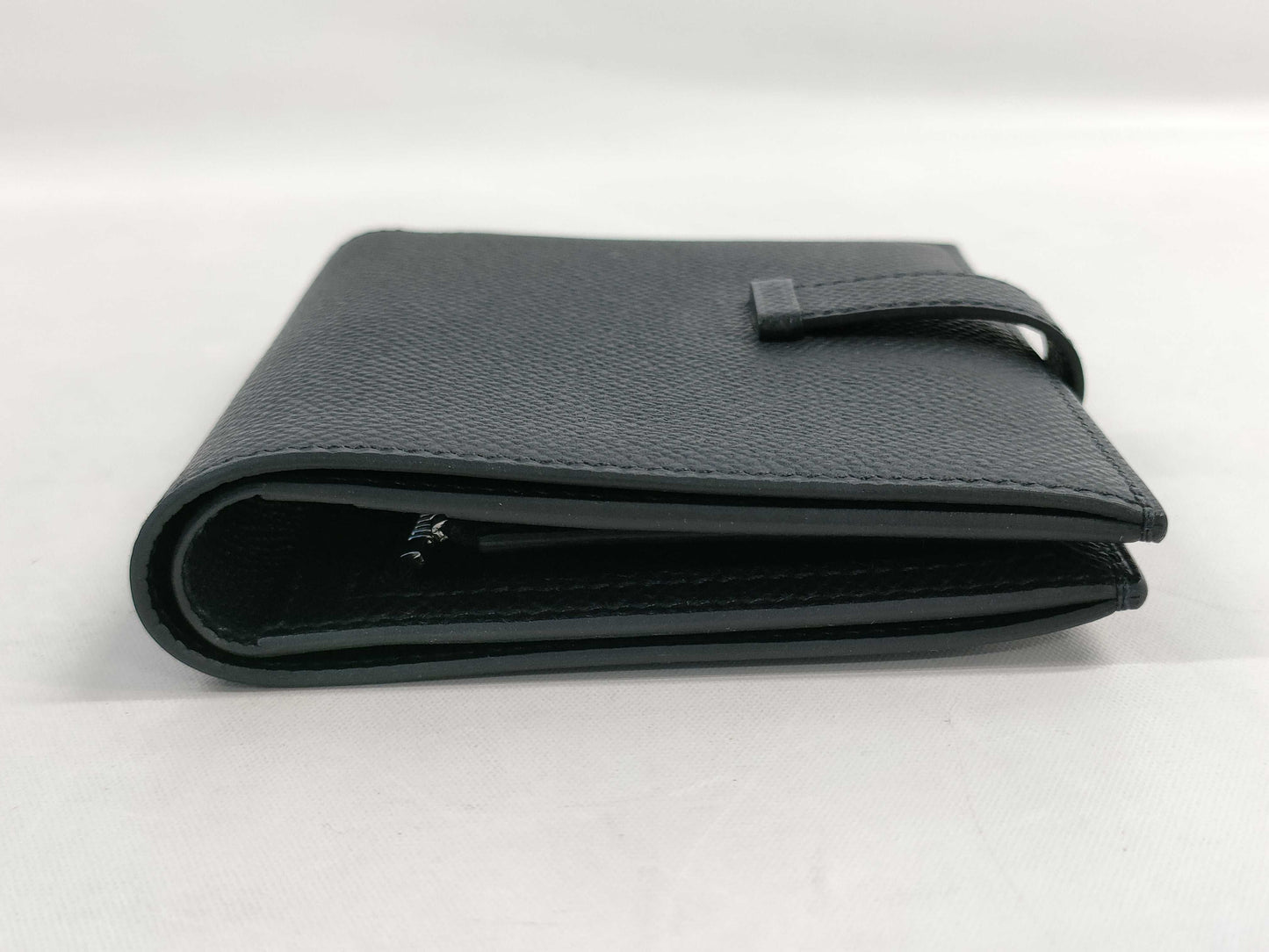 HERMES Bearn Compact Epson Silver Hardware Black W Stamp Accessories: Box Wallet