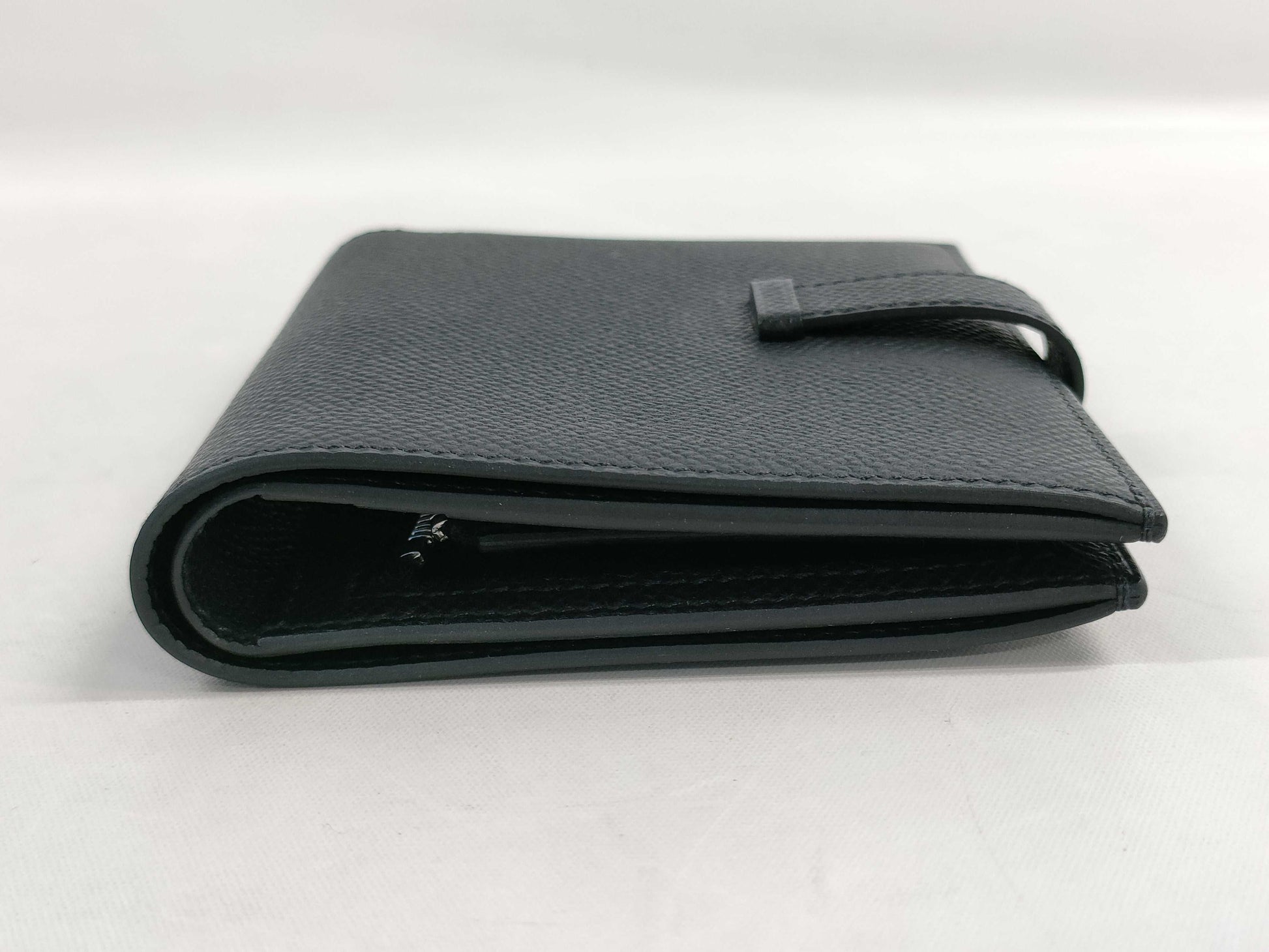 HERMES Bearn Compact Epson Silver Hardware Black W Stamp Accessories: Box Wallet