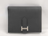 HERMES Bearn Compact Epson Silver Hardware Black W Stamp Accessories: Box Wallet