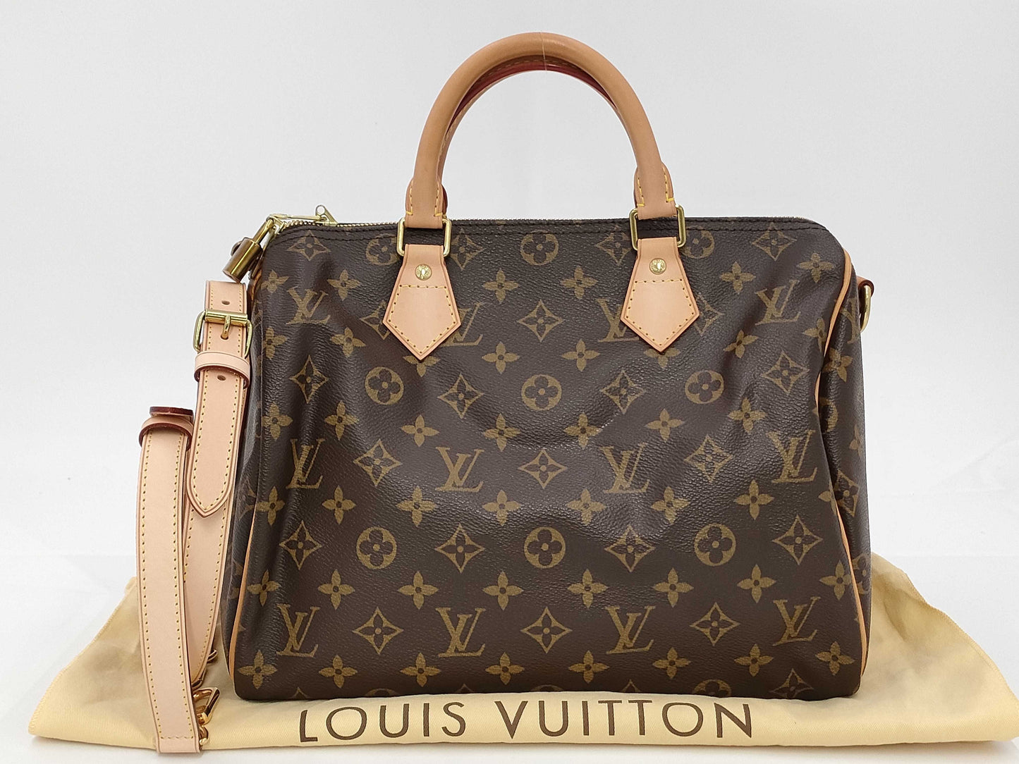 LOUIS VUITTON Louis Vuitton Monogram Speedy Banduriere 30 M46980 DU0111 Accessories: Storage Bag Shoulder Strap Pad Lock 2 Keys