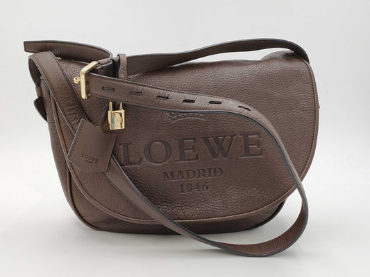 LOEWE Heritage Shoulder Bag Leather Brown Shoulder Bag
