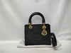 Dior Lady Dior Suede Black Handbag with dust bag and shoulder strap.