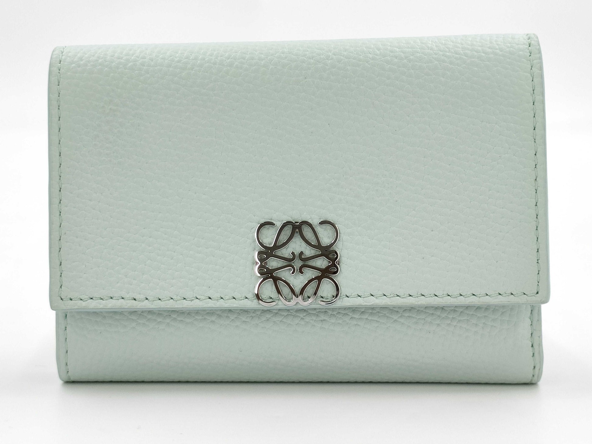 LOEWE Anagram Tri-Fold Safu Leather Light Blue Accessories: Storage Bag/Box Wallet