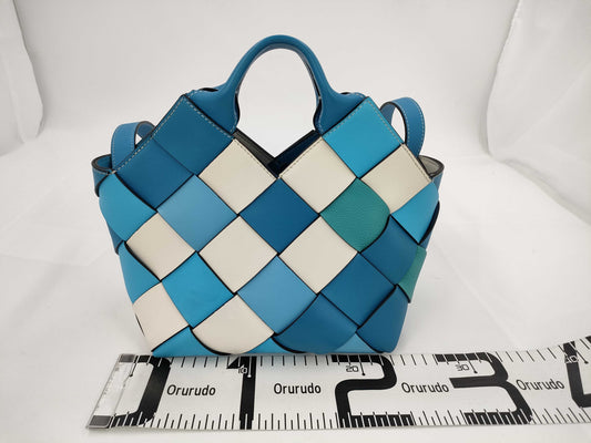 LOEWE Woven Basket 2WAY Handbag Blue White Accessories: Shoulder Strap Handbag