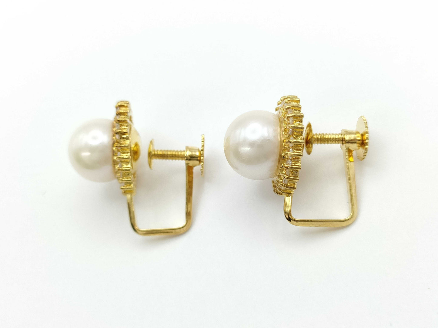 Pearl diameter approx. 8.5/8.6mm D0.36ct 750 5.7g Earrings