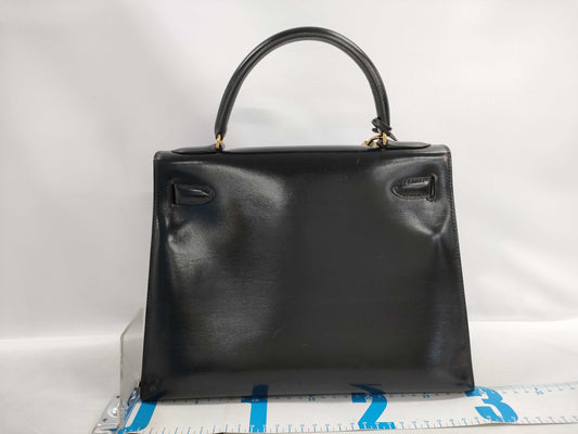 HERMES Kelly 28 Leather Black Handbag
