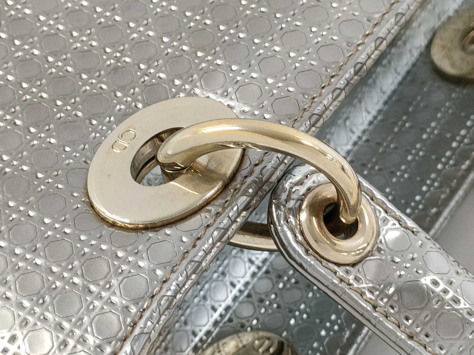 Dior Lady Dior Medium Gold Leather Handbag