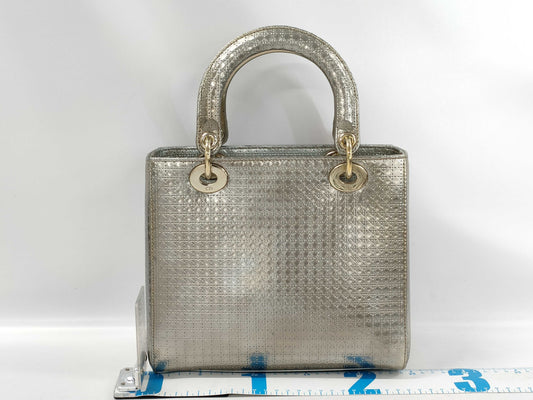 Dior Lady Dior Medium Gold Leather Handbag