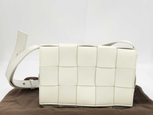 BOTTEGA VENETA Cassette Small Shoulder Bag, Maxi Intrecciato, White