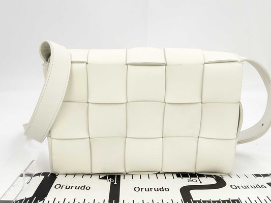 BOTTEGA VENETA Cassette Small Shoulder Bag, Maxi Intrecciato, White