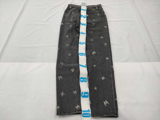 CHANEL Glitter Coco Mark Denim Pants, Size 34