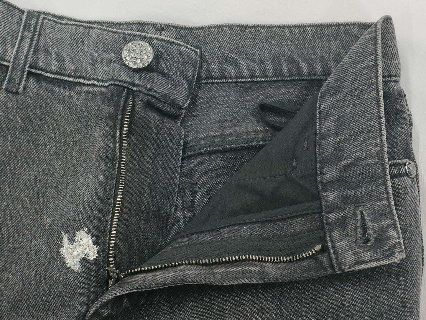 CHANEL Glitter Coco Mark Denim Pants, Size 34