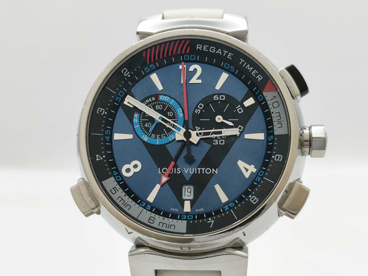 LOUIS VUITTON Tambour Q102D TJ8432 Quartz Blue Dial Men's Watch