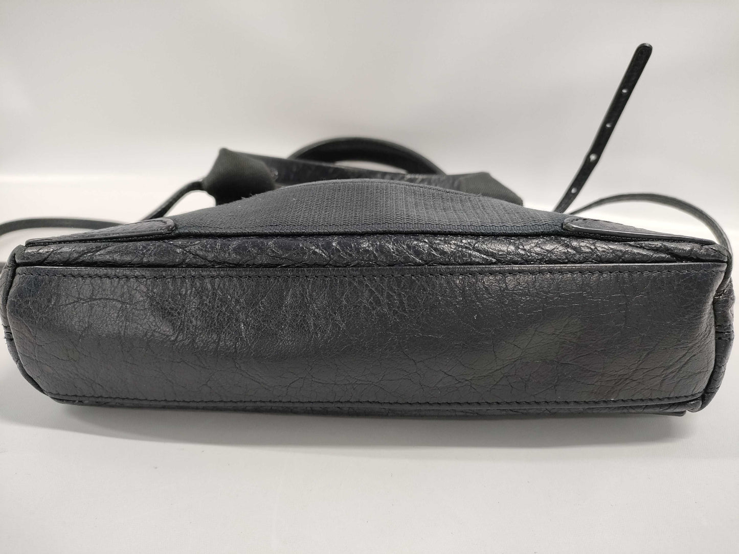 BALENCIAGA Navy Cabas Wrinkled 2-Way Handbag