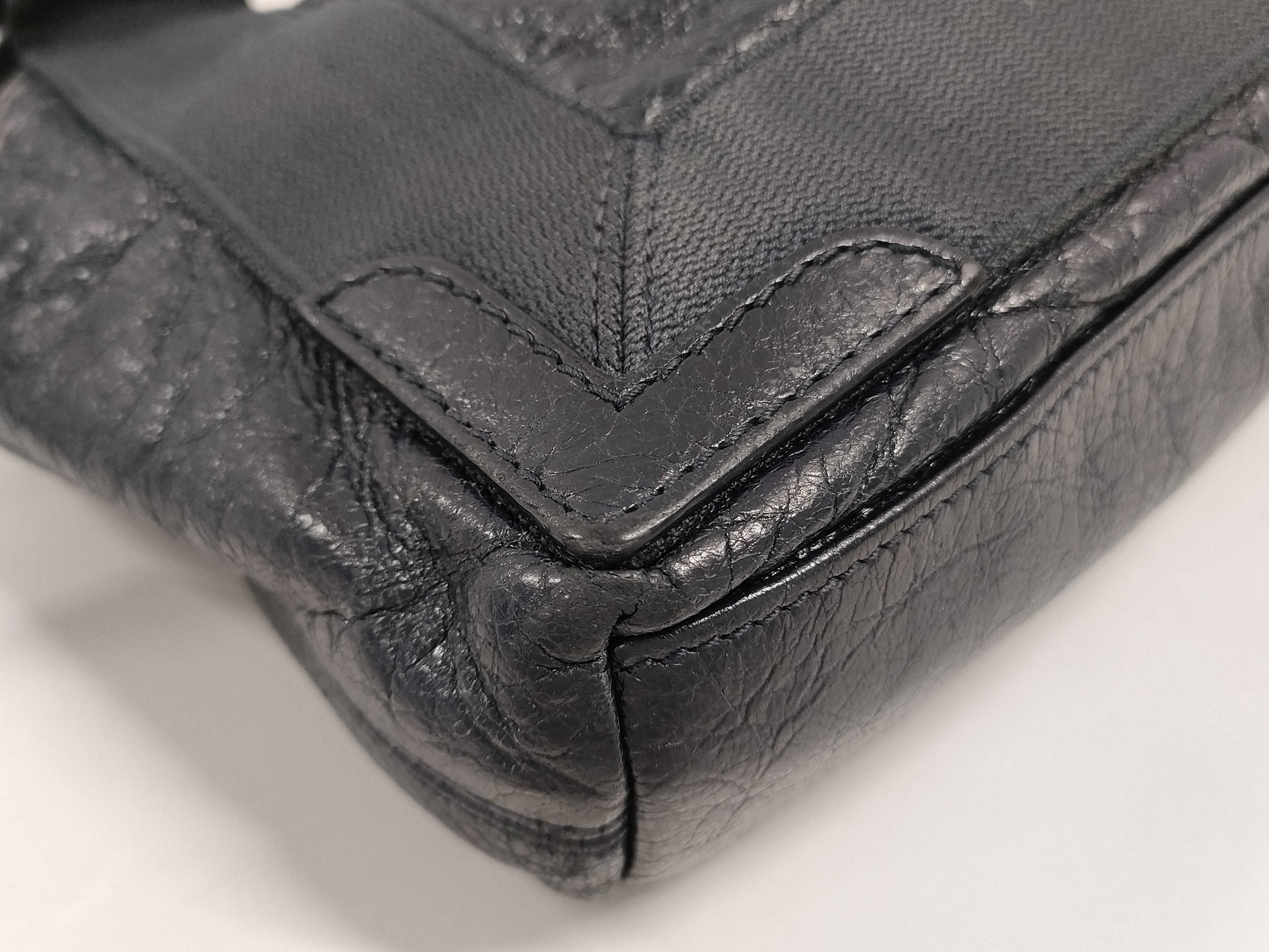 BALENCIAGA Navy Cabas Wrinkled 2-Way Handbag