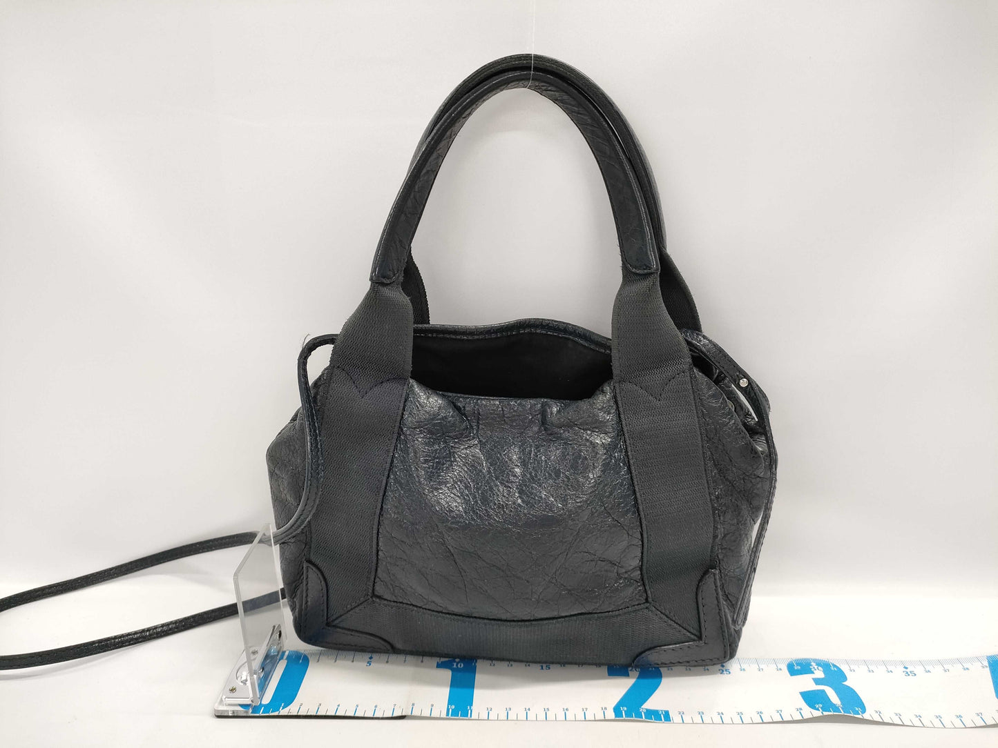 BALENCIAGA Navy Cabas Wrinkled 2-Way Handbag