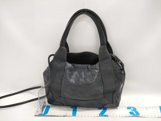BALENCIAGA Navy Cabas Wrinkled 2-Way Handbag