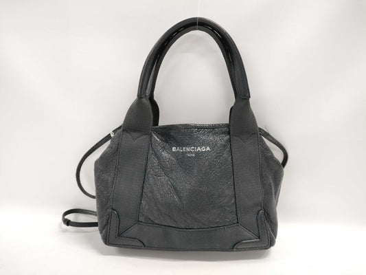 BALENCIAGA Navy Cabas Wrinkled 2-Way Handbag