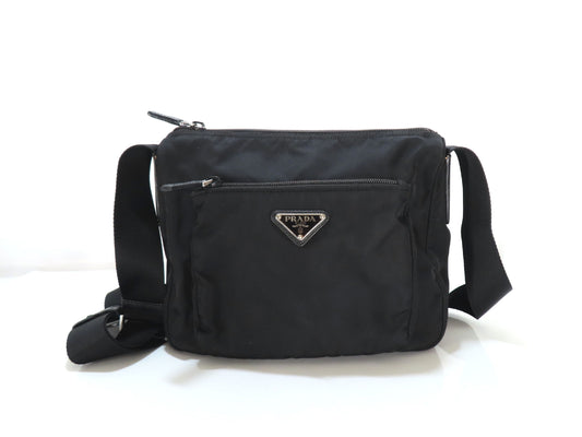 PRADA Nylon Shoulder Bag Black Handbag