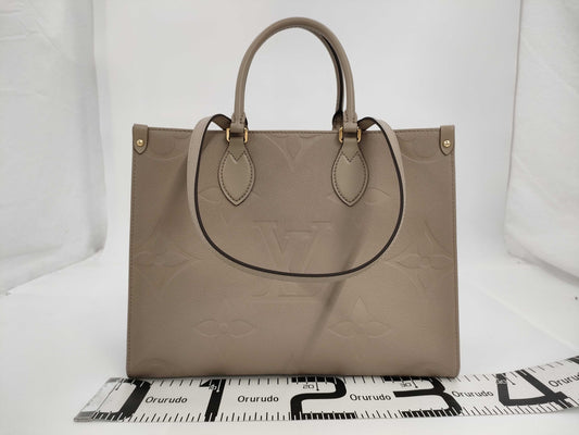 LOUIS VUITTON On the Go MM Monogram Empreinte Tourterelle M45607 Tote Bag