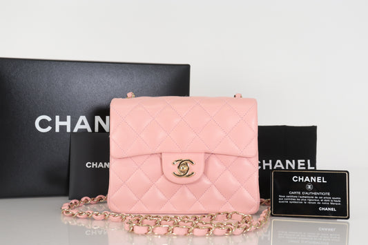 CHANEL Mini Matlasse Lamb Chain Shoulder Pink 8th Shoulder Bag